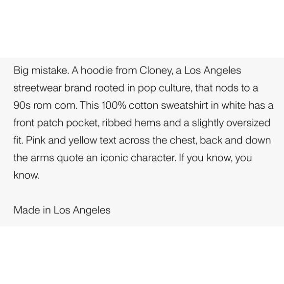 Cloney Streetwear Pretty Woman 90s Rom Com Hoodie Size Large Big Mistake Huge - Picture 8 of 10